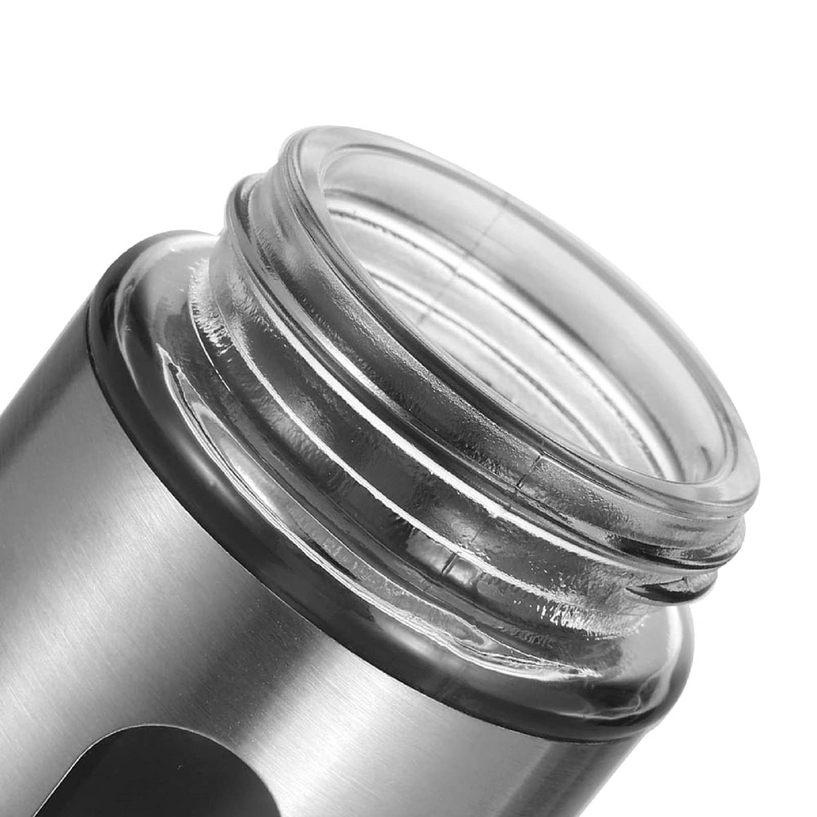 12 Stück Gewürzgläser Set aus Glas mit Edelstahl, Gewürzflaschen für Küche, Camping & Grill