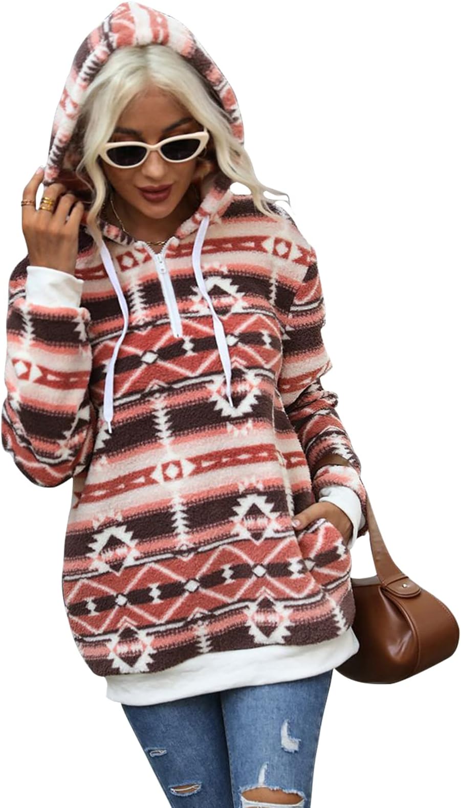 JOMA-E ShopWomen's Christmas Design Knitted Sweater Hoodie Long Sleeve Jumpers Novelty Fashion Winter Tops