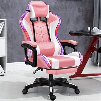 Gaming Chair Internet Cafe Game Chair Sport Swivel Chair Waist Comfortable Seat Computer Chair Backrest Recliner Seat Gaming Racing Chair Office Chair Color Pink, Size One Size