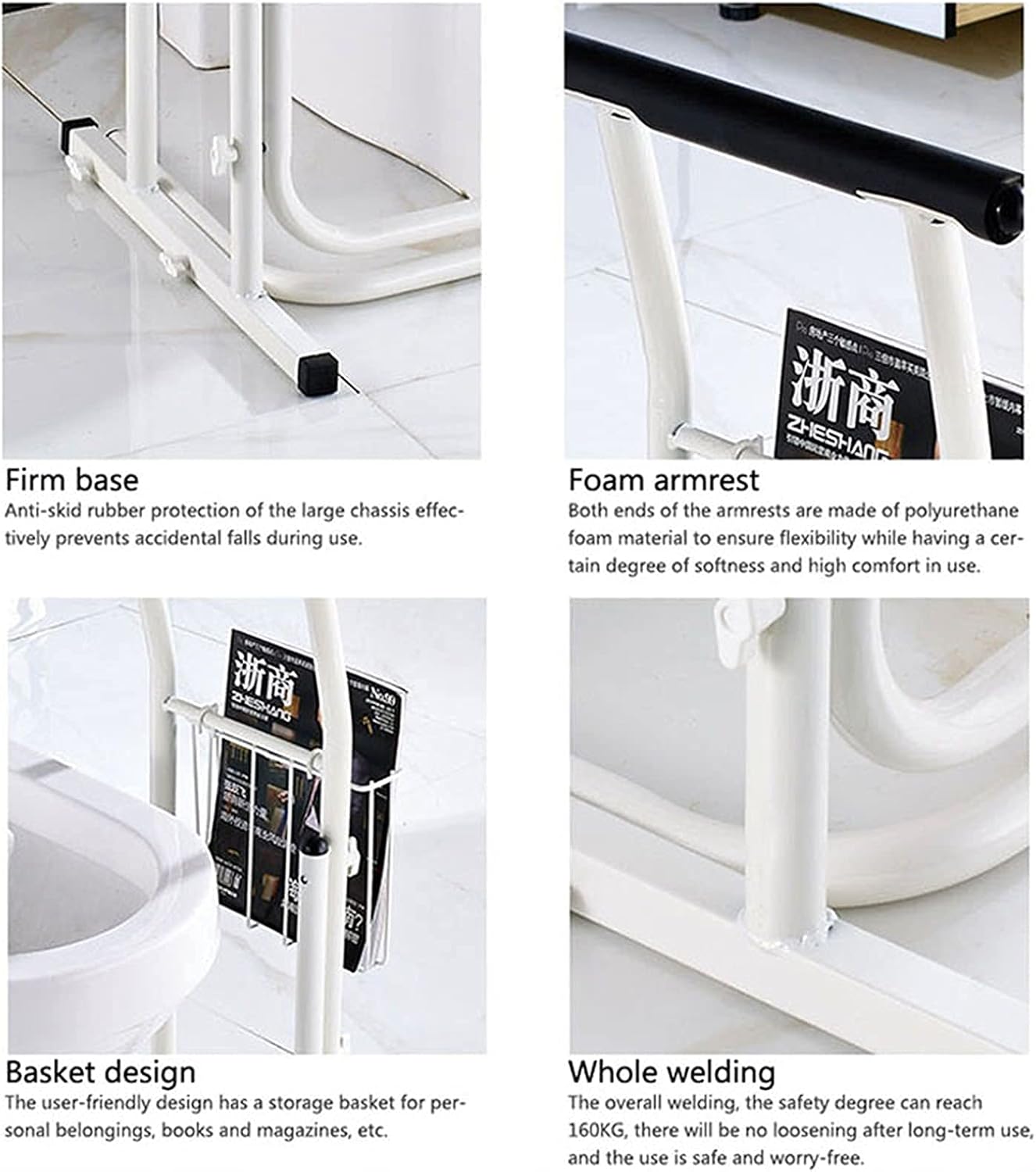 Handrail Toilet Frames for The Elderly Solid Portable Toilet Safety Rails Bar Bathroom Toilet Safety Assist Frame Safety Aid Hand Rail for Elderly Disability