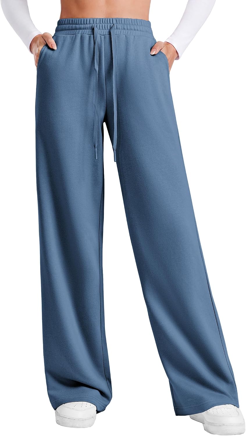 PINSPARK Women's Wide Leg High Waisted Sweatpants Petite/Regular/Tall