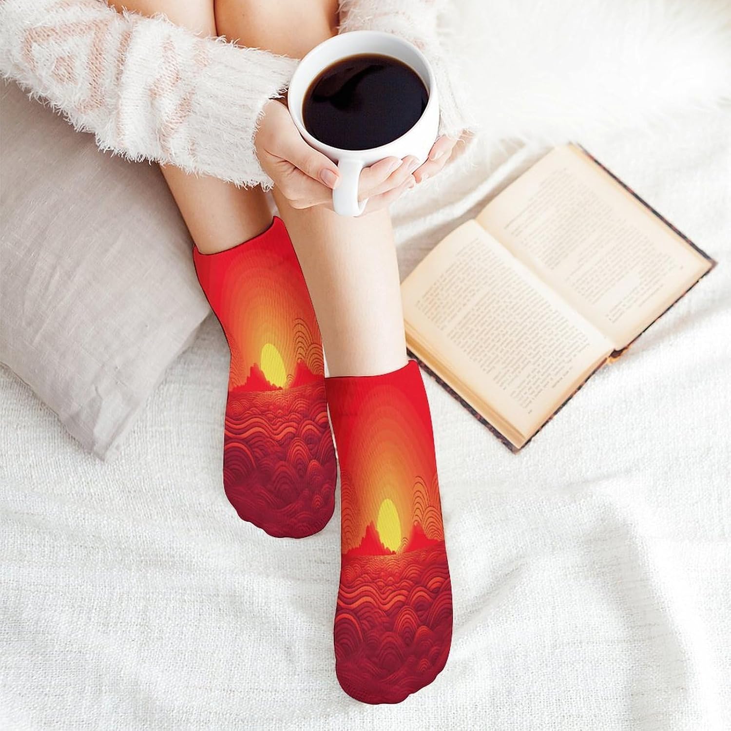 Red Sunrise Ankle Socks for Men Women 5 Pairs | Comfortable Casual Low Cut Socks, Lightweight No Show Breathable Athletic Socks, Soft Mini Crew Socks for All Seasons