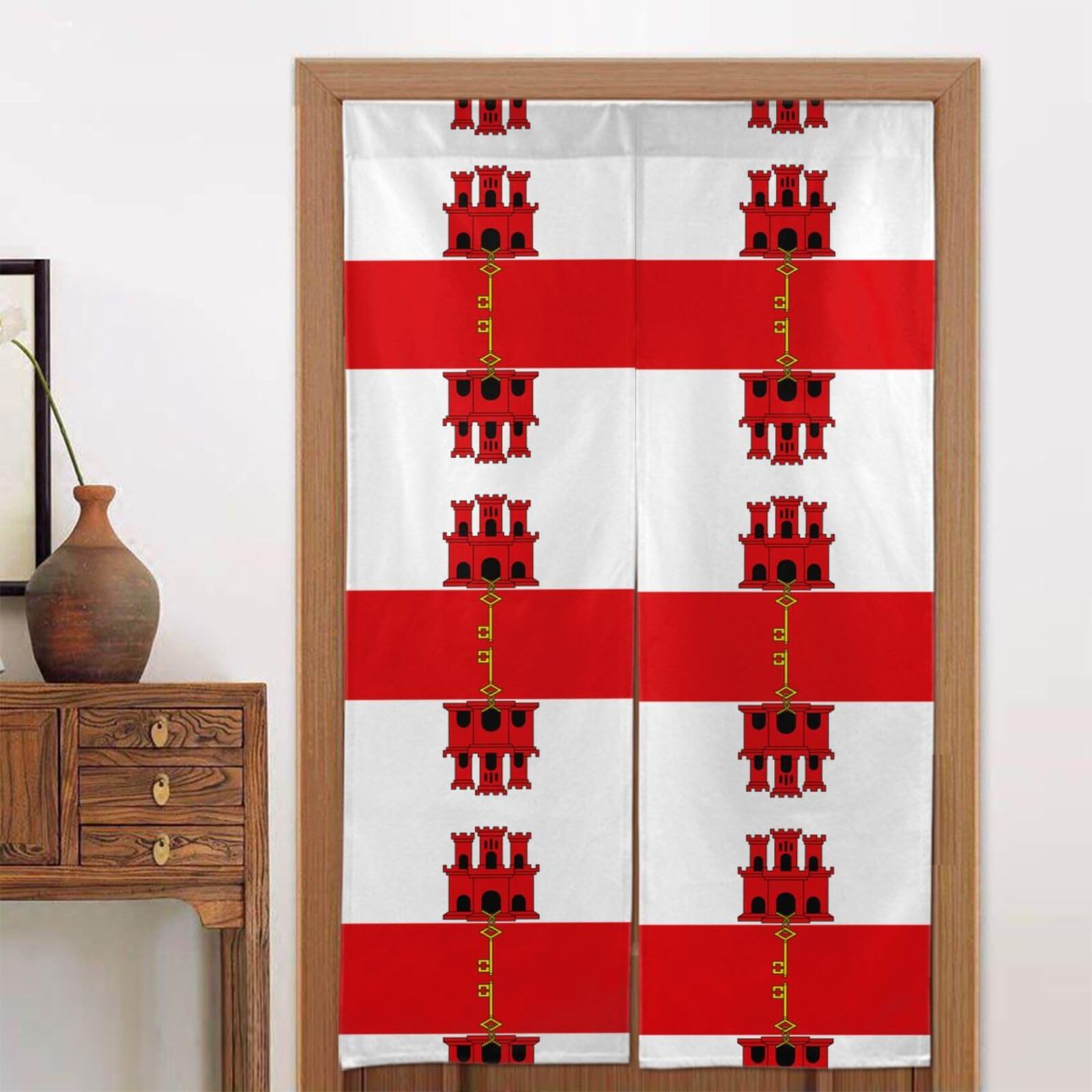 CNTDBU Flag of Gibraltar Door Curtain 34x56 Inch-Room Divider Panel for Privacy, Entryway Screen for Kitchen Bedroom