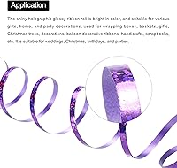Vista 3 de PATIKIL 6 cintas rizadoras de globos prensadas de 3/16 pulgadas láser metálico brillante 11 yardas iridiscentes para decoración de fiestas, Morado
