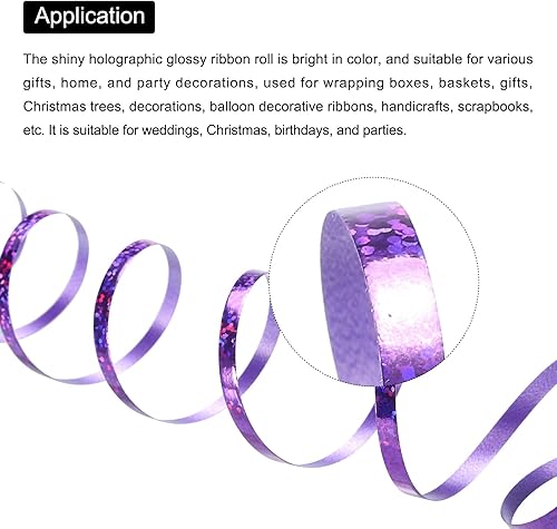 Miniatura 3 de PATIKIL 6 cintas rizadoras de globos prensadas de 316 pulgadas láser metálico brillante 11 yardas iridiscentes para decoración de fiestas, envoltura