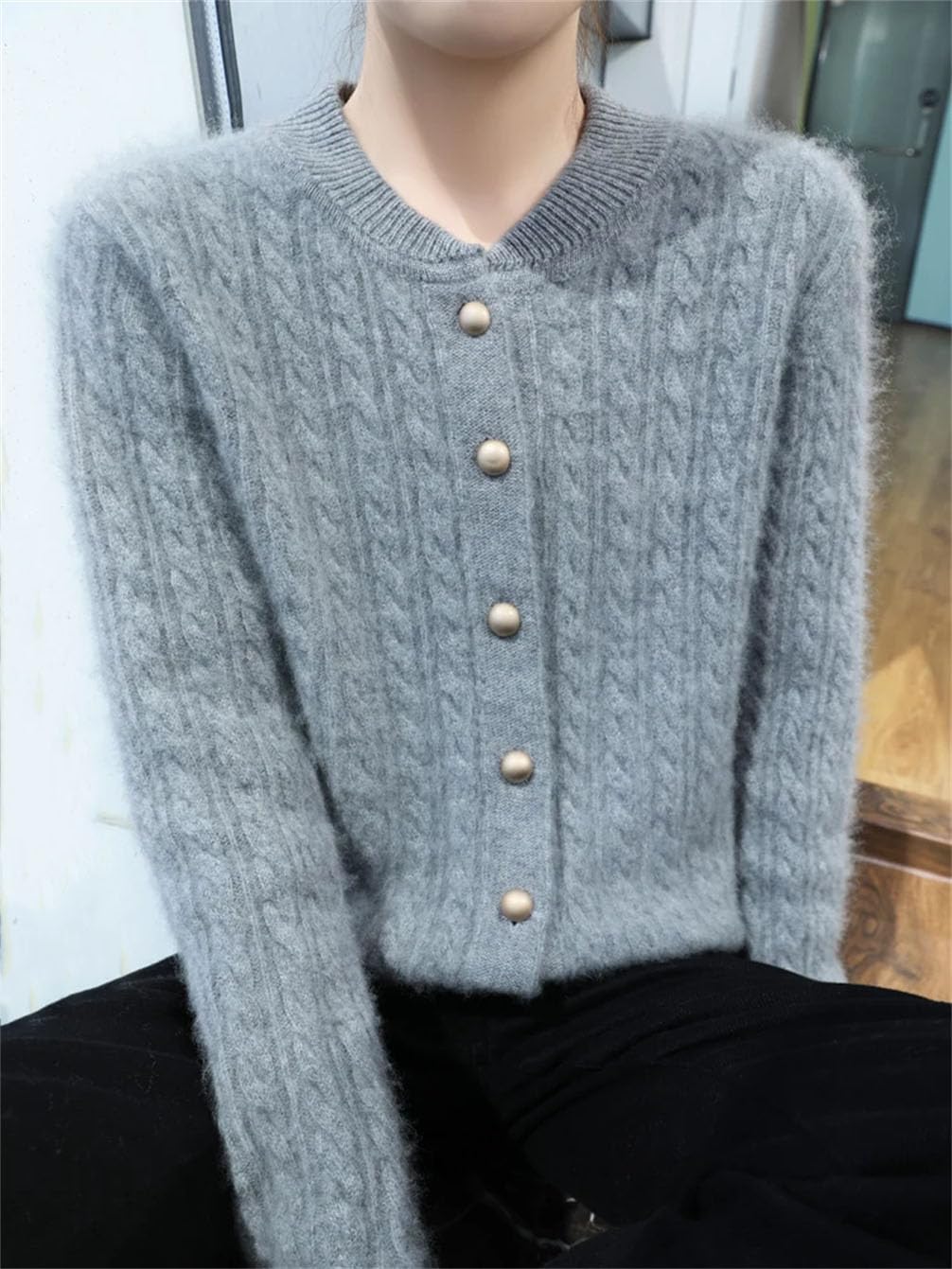 Maglione da donna lavorato a maglia a trecce maglione spesso maglione di lana maglieria maglione