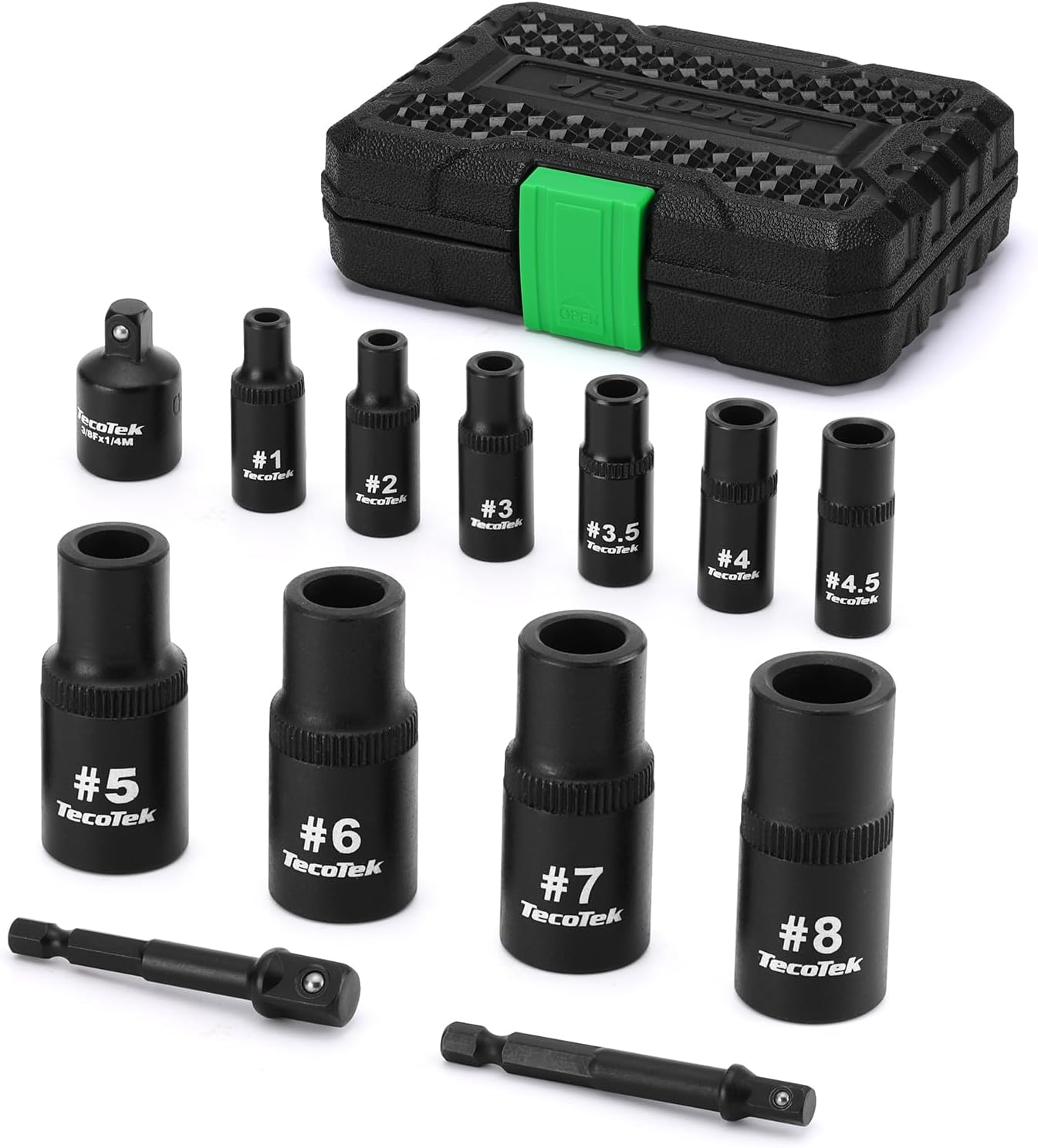 TecoTek 13PCS Magnetic Tap Socket Set, 1/4" & 3/8" Drive Square Drive Tap Handle Tool, Square Socket Set for Fractional MCTI Standard Tap Thru 1/2" & 1/8" NPT Taps
