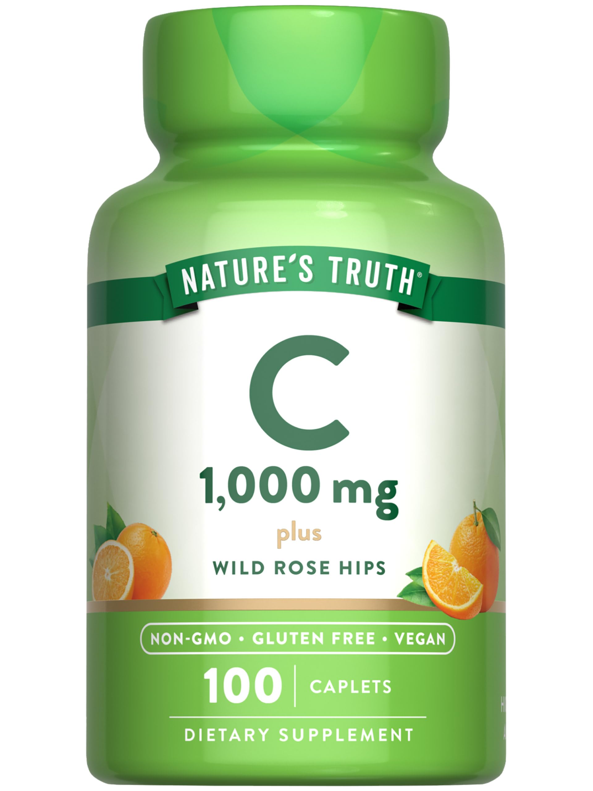 Nature's Truth Vitamin C 1000 mg with Rose Hips | 110 Caplets | Vegan, Non-GMO, & Gluten Free Supplement