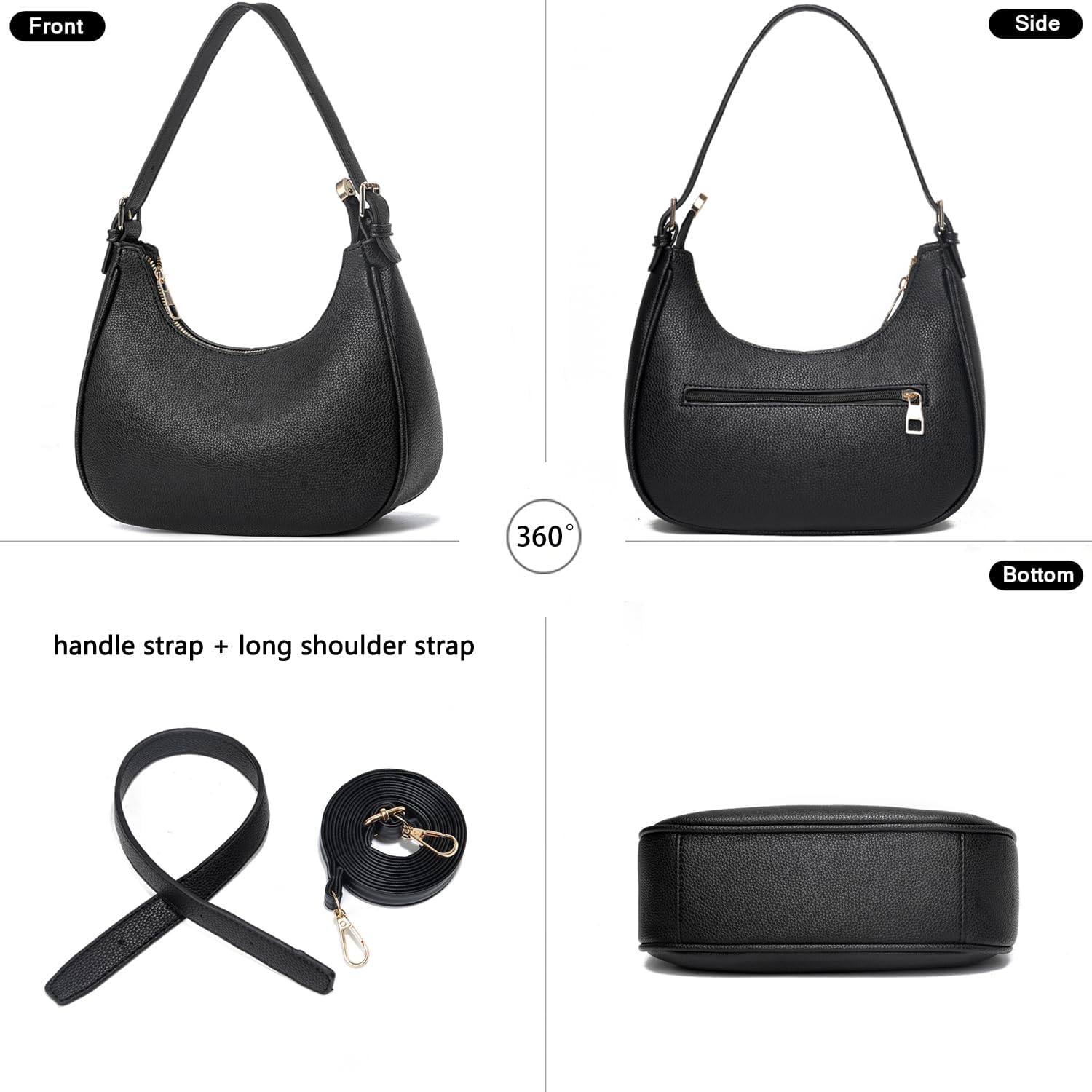 CROJUYI Small Crescent Shoulder Bags Purses for Women Retro Classic Clutch Hobo Tote Purse and Handbag Cute Crossbody Bags
