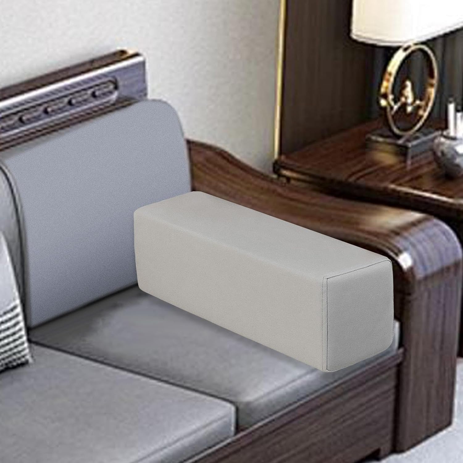 Couch Armrest Pillow for Elbow Support and Comfort in Home, Light Gray