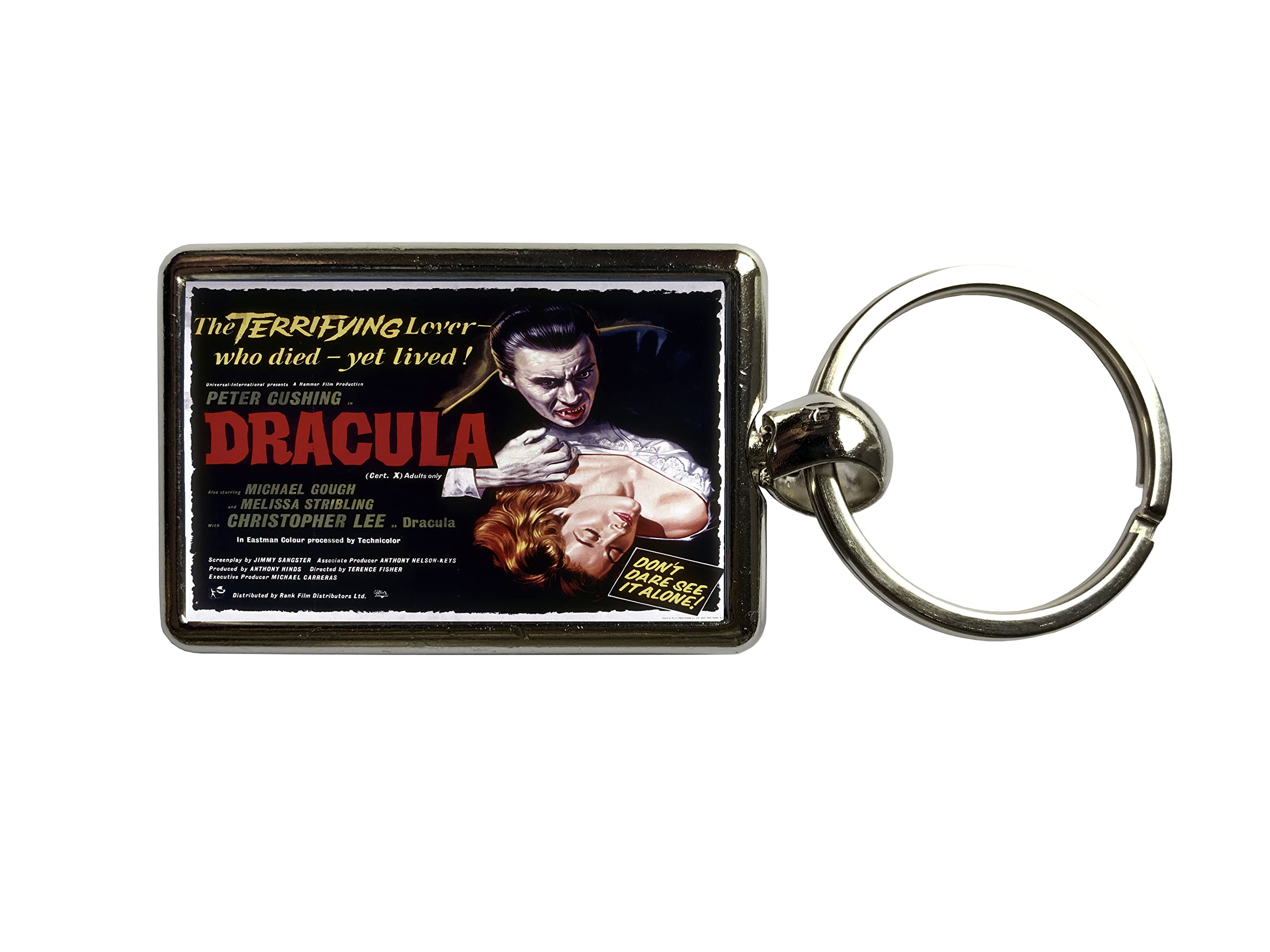 Super Universe Hammer Horror Dracula Movie Poster Metal Keyring 3 x 4.5 cm