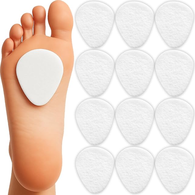 Metatarsal Pads for Women Men 12 Pack Ball of Foot Cushions for Pain Relief Felt Metatarsal Foot Pads