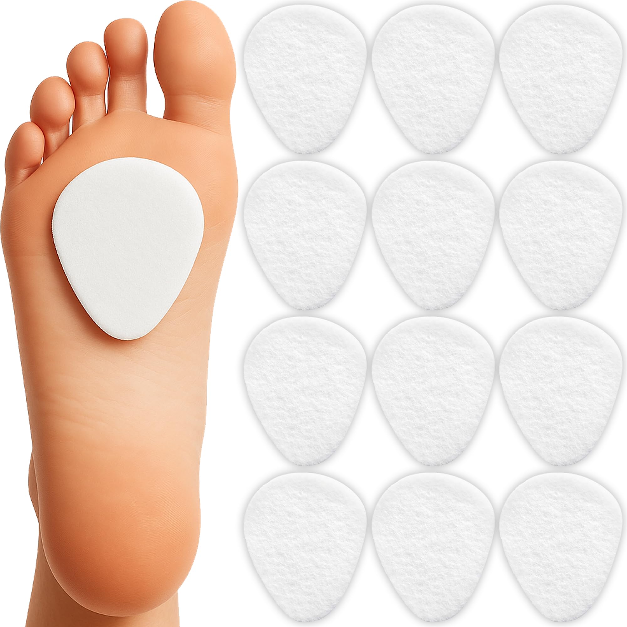 Metatarsal Pads for Women Men 12 Pack Ball of Foot Cushions for Pain Relief Felt Metatarsal Foot Pads