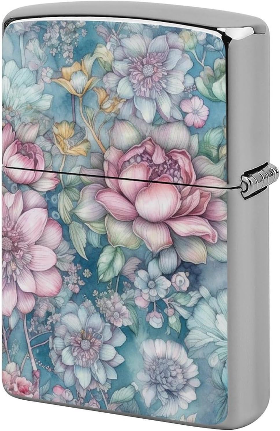 Blue Style Flowers Lighter Cover for Men, Personalized Lighter Case for Birthday Gift, Flip-Top Lighters Protective Cover, Portable Lighters Shell for Outdoor, Travel