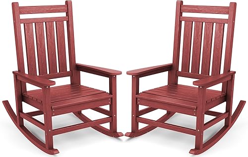 Miniatura 42 de SEWALL - Juego de 2 mecedoras de gran tamaño para exteriores, mecedoras de polietileno de alta densidad para adultos, mecedoras de patio para