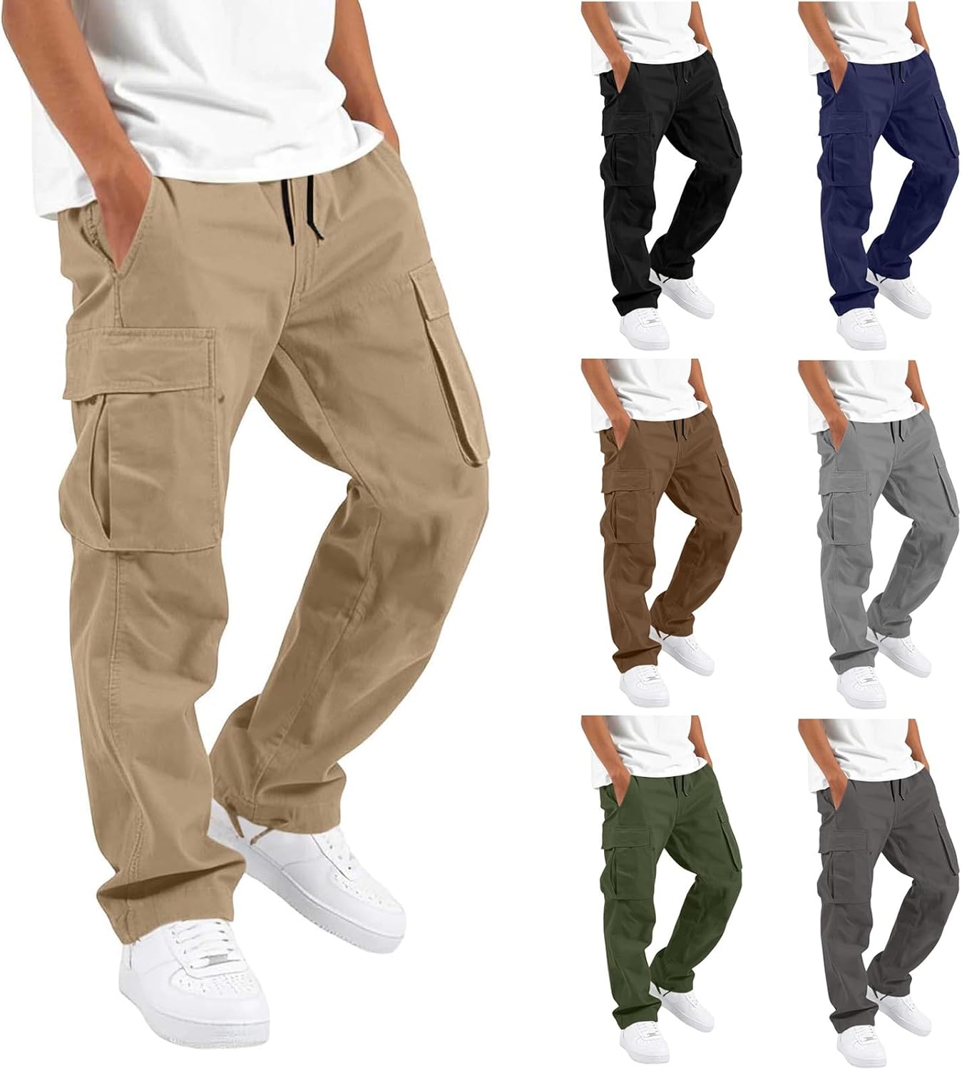 Boys Uniform Cargo Pants Baggy Sweatpants Cotton Chino Joggers