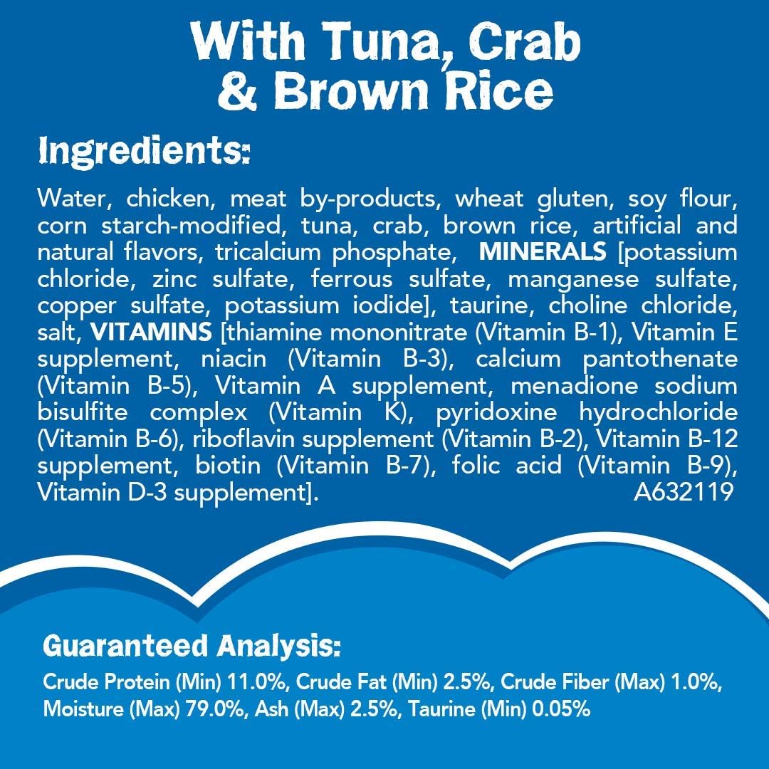 Purina Friskies Natural Wet Cat Food, Ocean Favorites Meaty Bits With Tuna, Crab & Brown Rice - (Pack of 24) 5.5 oz. Cans