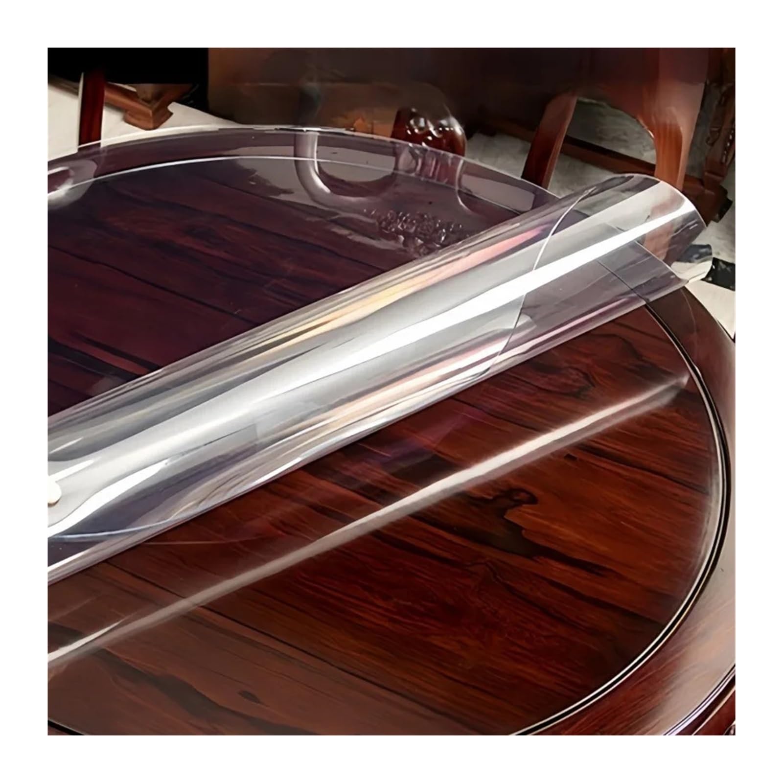 Nappe Transparente Anti-Rayure Ronde 140cm Protège Table PVC