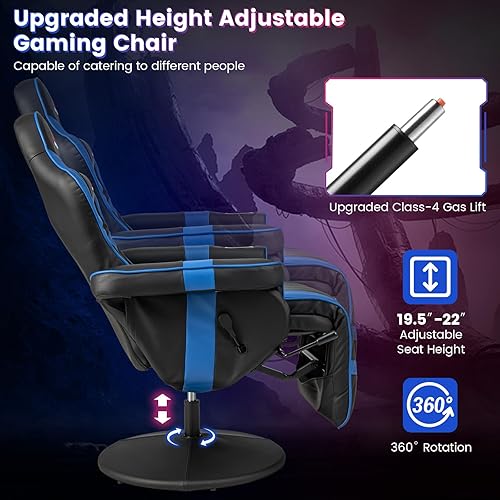 Miniatura 4 de Silla reclinable ajustable para juegos con soporte para tazas, reposapiés, sofá individual ergonómico, sala de estar, asiento de cine en casa con