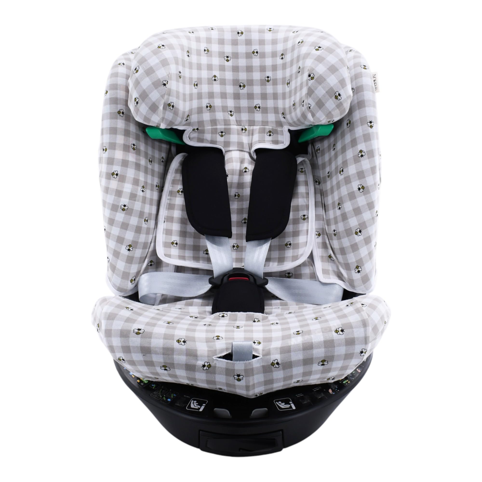 JYOKO Funda Compatible con Maxi-Cosi Emerald 360 S i-Size Hecha con algodón orgánico – Ajuste preciso y Tejido Transpirable para Mayor Confort. Estampado Picnic Vichy.