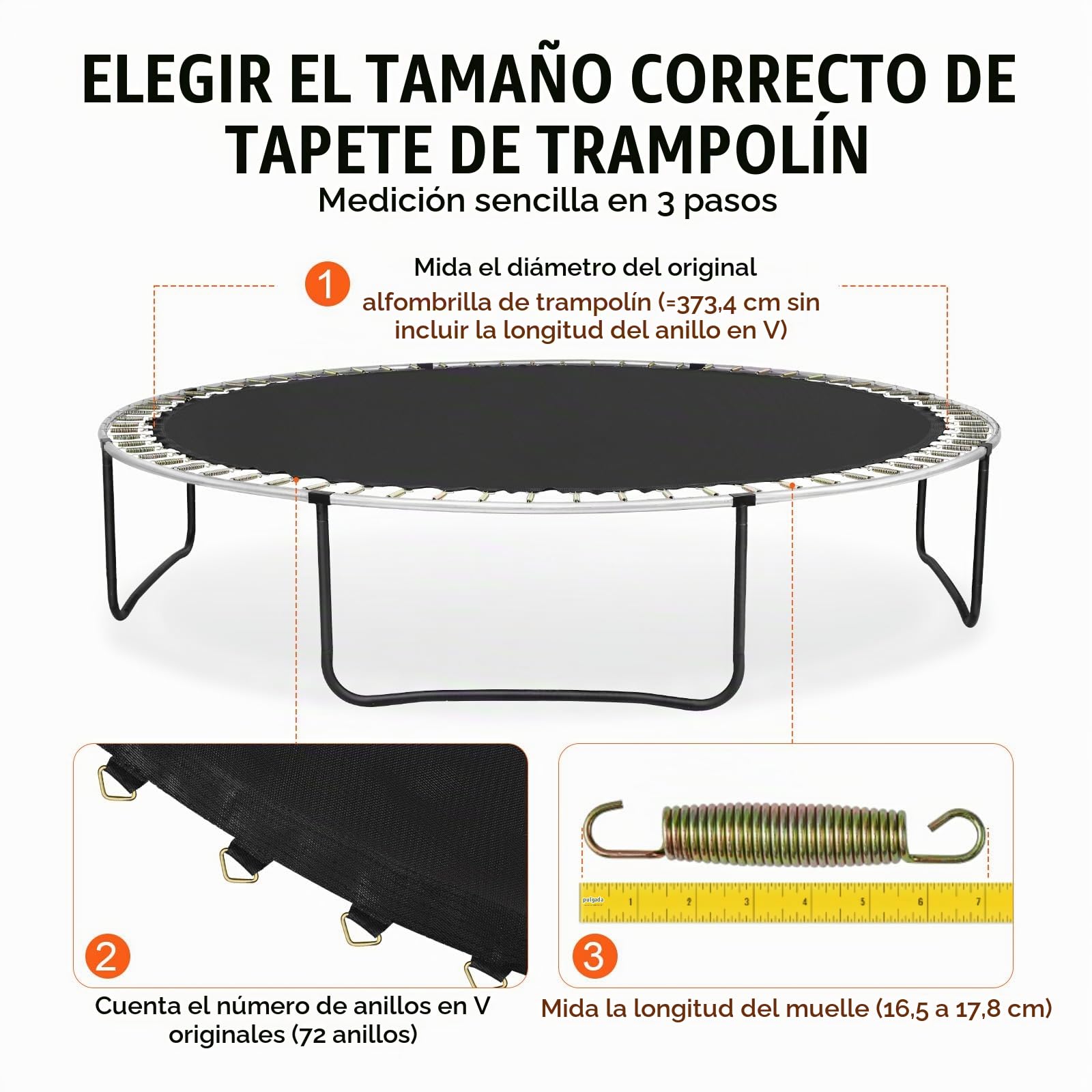 VEVOR Colchoneta de Repuesto para Trampolín, Se Adapta a Un Marco de 426 cm, Resistente a los Rayos UV con Herramienta de Resorte y Anillos en V Duraderos, Se Adapta a Resortes 16,5-17,8 cm de Largo