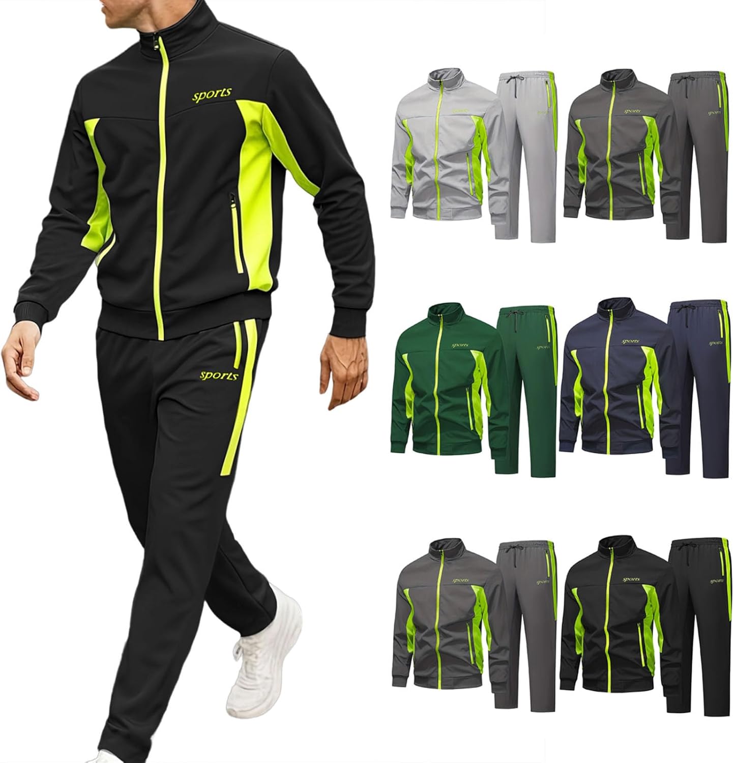 Cambkatl Men's Tracksuits Set Long Sleeve Causal Full Zip Jackets Running Sports Sweatsuit Workout 2 Piece Outfits