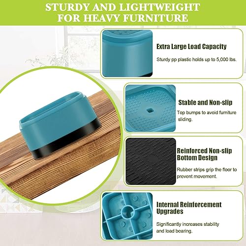 Miniatura 88 de 4 Pack Furniture Risers 1 Inch, Adjustable Bed Risers Heavy Duty for Table Desk Couch Chair Sofa Cabinet Bed Legs Dorm, Square Stackable Bed Raisers