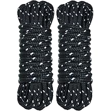 Camping Ropes Guy Line 2 Pack, Black Reflective Tie Down Ropes,13ft Tent Rope Cords, Heavy Duty Camping Rope for Canopy,Tent,Tarp