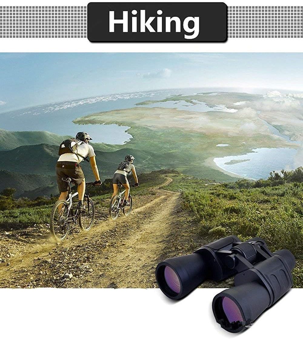 Binoculars used for viewing a coastal landscape