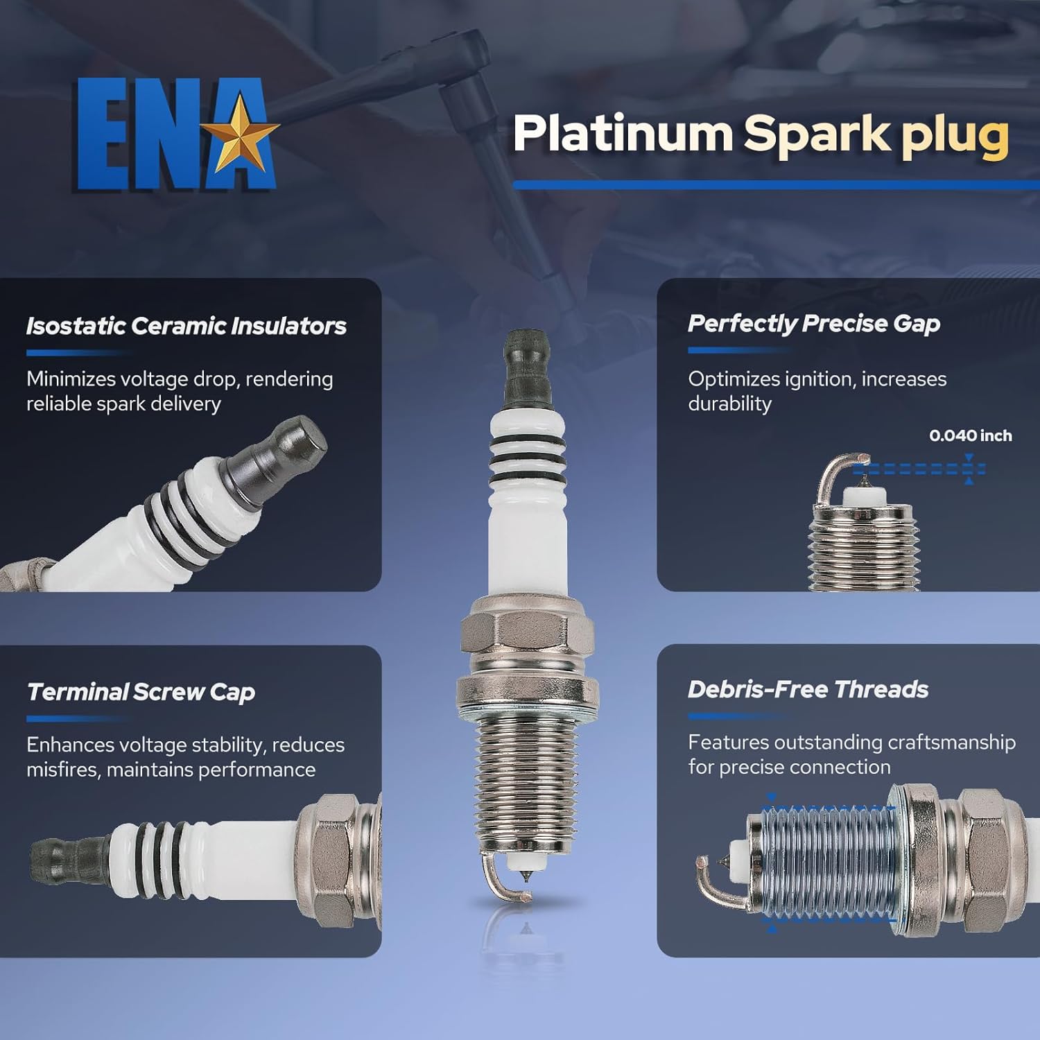 ENA Set of 8 Ignition Coil Pack and Platinum Spark Plug Compatible with Volvo 2007 2008 2009 2010 S80 4.4L 2005 2006 2007 2008 2009 2010 2011 Volvo SC90 V8 4.4L Replacement for UF574 4504