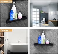 Vista 6 de LOREAD Estante esquinero de vidrio de 2 capas, estante de pared de baño, estantes flotantes de vidrio templado para montaje en pared, estante