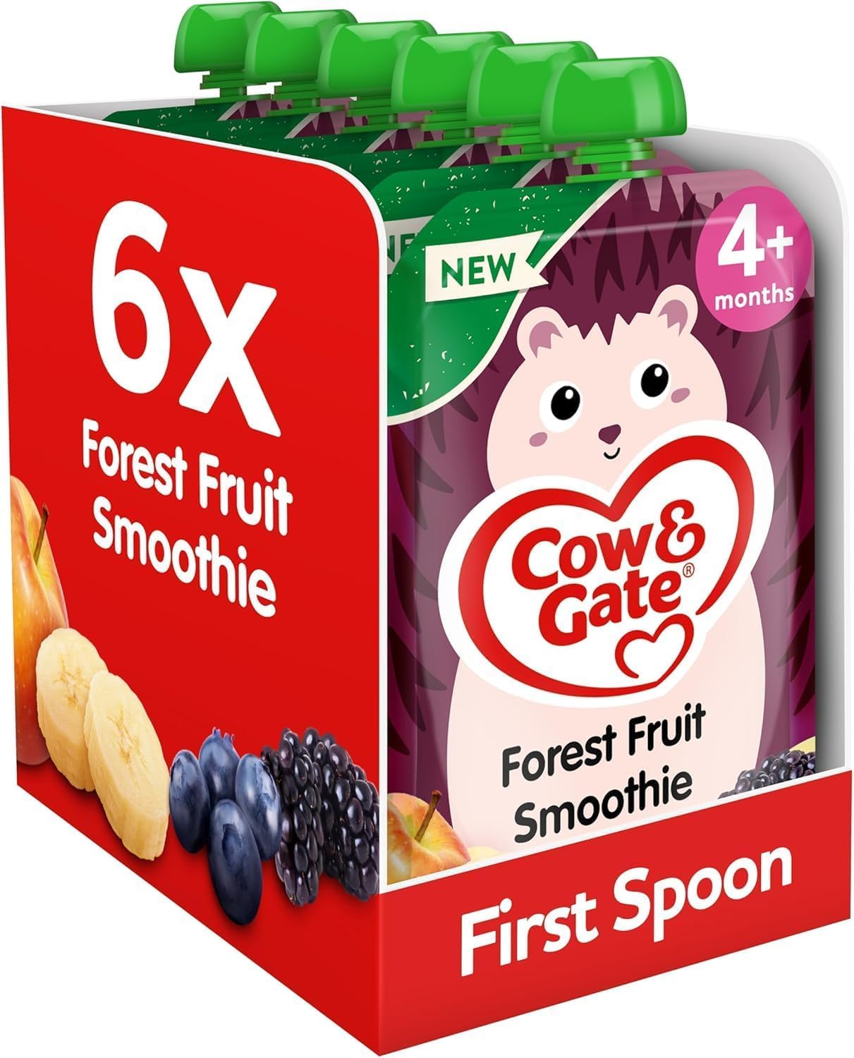 Cow & Gate Baby Food Pouches - Forest Fruit - Baby Snacks for Weaning, Toddlers and Kids - Fruit Pouch Multipack - 4+ Months - 100g (Pack of 6)