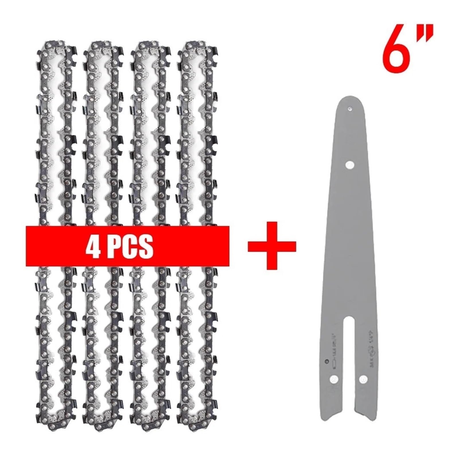 Juego de cadena y placa guía de 4 pulgadas/6 pulgadas for mini motosierra, repuesto de cadena de sierra eléctrica inalámbrica, corte de ramas de madera, cadenas afiladas