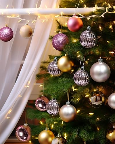 Miniatura 180 de AMS 2.36''/60mm 34ct Christmas Ball Large Ornaments Party Decorations Shatterproof Festival Pendant Hangings for Xmas Tree Decor (60mm, Purple)