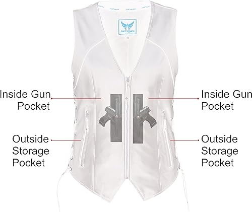 Miniatura 2 de A&H Apparel Chaleco de cuero para motocicleta con bolsillos ocultos para mujer