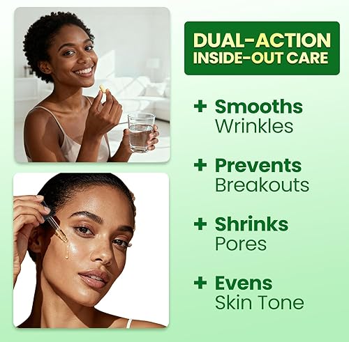 Miniatura 2 de Cápsulas de vitamina C y suero facial, apoyo para antioxidante y apoyo inmunológico, salud de la piel, vegano, sin azúcar, 1 onza + 60 cápsulas