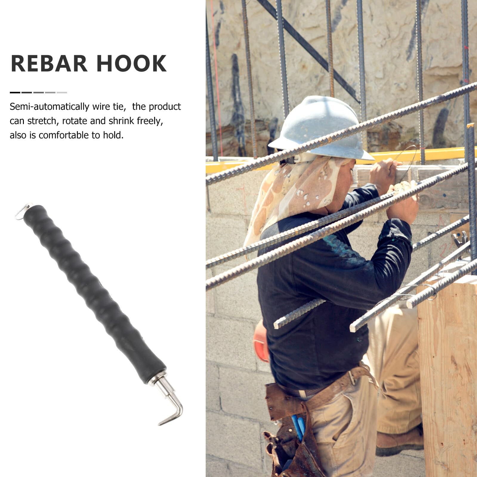 Outil De Torsion De Fil Semi-Automatique Pour Fer À Béton Outil D’Attache De Barres D’Armature Crochet Rétractable Pour Ligature Rapide Sur Chantier De Construction