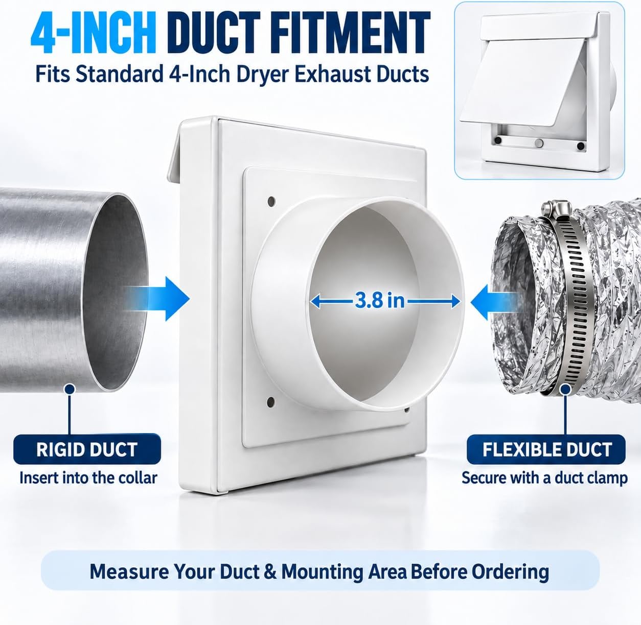 Dryer Wall Vent Cover Outside 4 Inch Magnetic Dryer Vent
