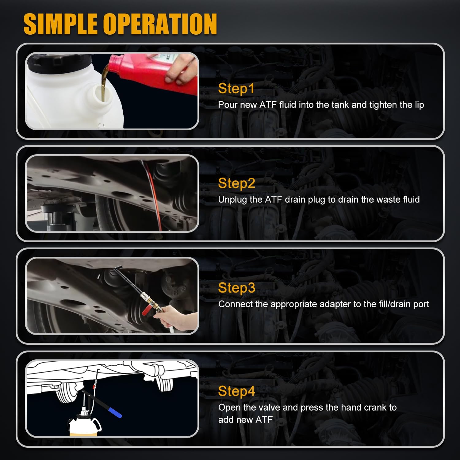 Automatic Transmission Fluid Pump ATF Refill Tool Kit, 7.5L Manual Automotive Oil Transfer Filler System with 15PCS ATF Adapters Fit Audi Mercedes Benz VW Ford BMW Infiniti Nissan Volkswagen