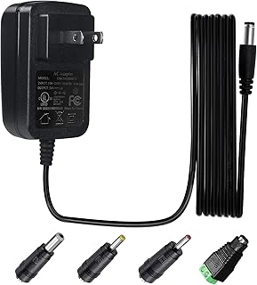 UL Listed 24V 1A 5ft Power Supply Adapter,100-240V AC to DC 24V 1A/1000mA 24W 5.5mm*2.1mm Wall Charger with 4 DC Adapters(5.5 * 2.5mm 3.5 * 1.35mm 4.0 * 1.7mm LED Screw Terminal),Center Positive,FCC