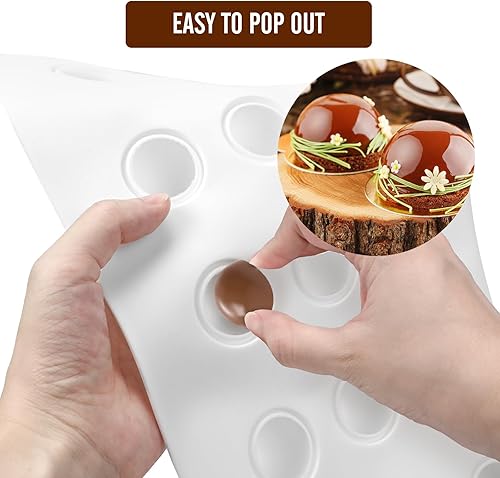 Miniatura 4 de RoseFlower 2 moldes de silicona de esfera de trufa, molde de silicona de 15 cavidades, molde de silicona 3D para hornear para decoración de