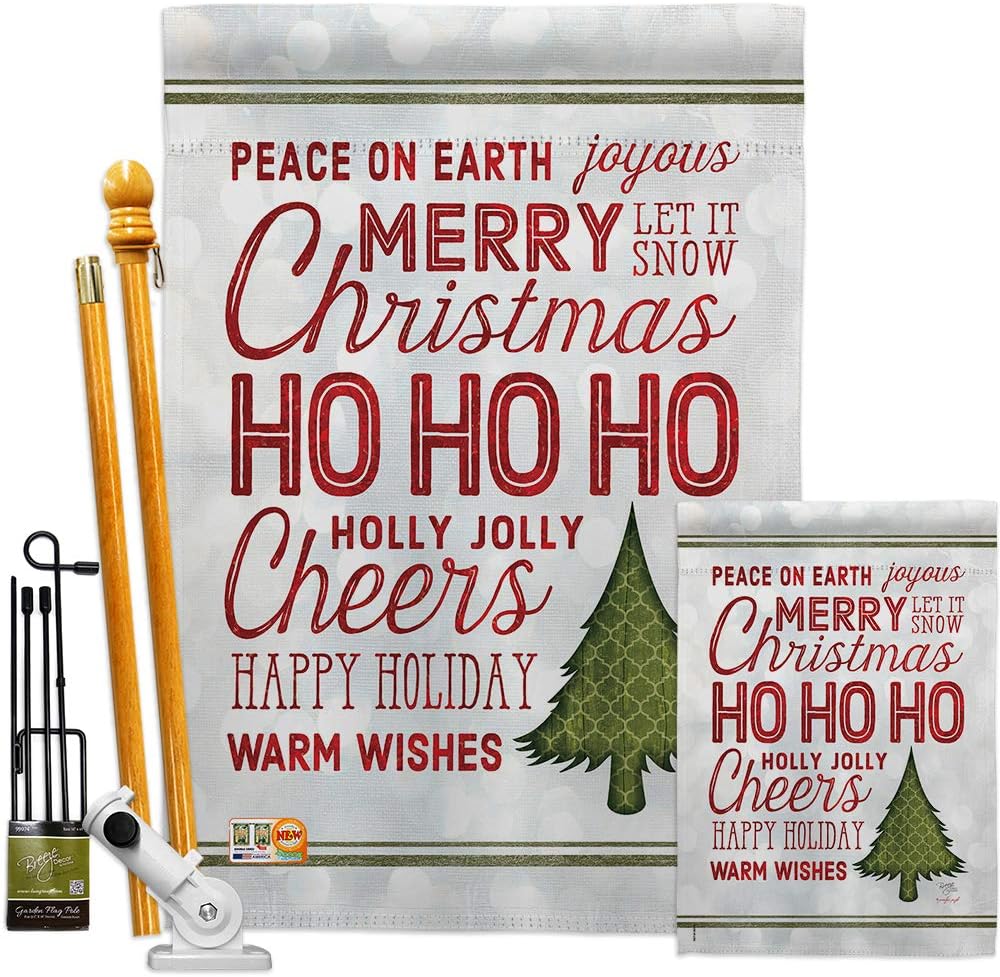 Amazon Com Breeze Decor Christmas Wishes Words Garden House Flags Kit Winter Santa Marry Xmas Present Reindeer Season Wintertime Snow Small Decorative Gift Yard Banner Made In Usa 28 X 40