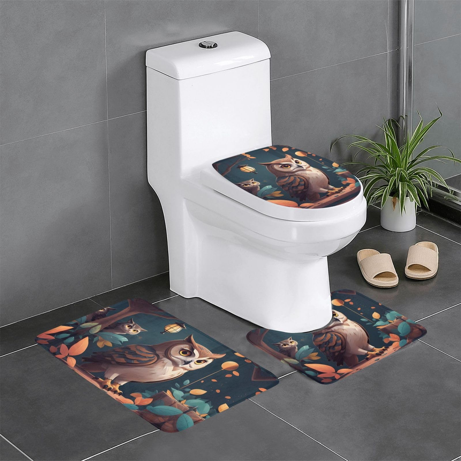 Tapis de salle de bain antidérapants pour coiffeuse et WC motif chat ambiance cocooning matin
