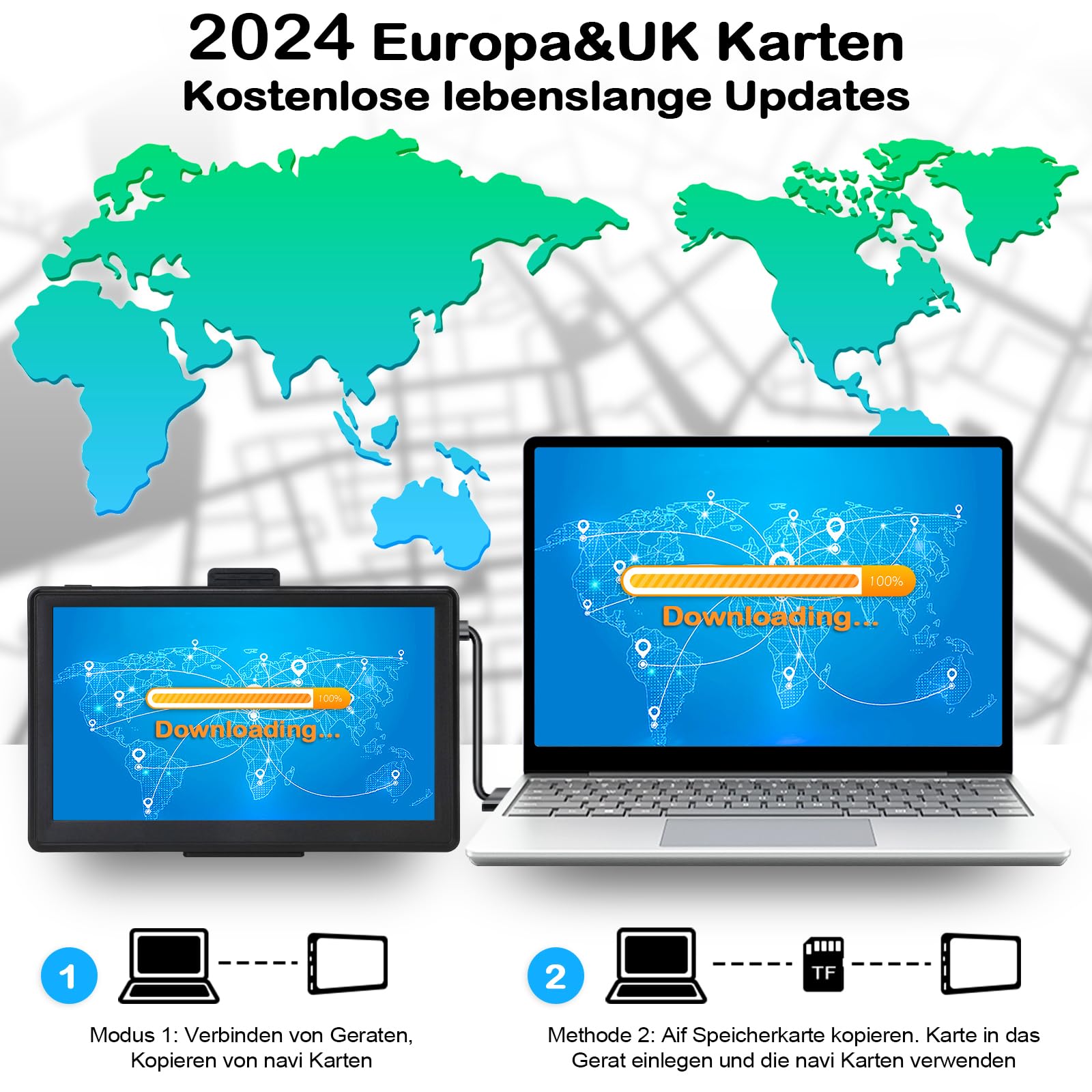 Navigationsgerät für Auto LKW 2024 Navi 7 Zoll - J701 Auto LKW PKW GPS Navigation Testsieger mit Europa UK 52 Karte Kostenloses Upgrade Sprachführung Blitzerwarnung Fahrspurassistent POI