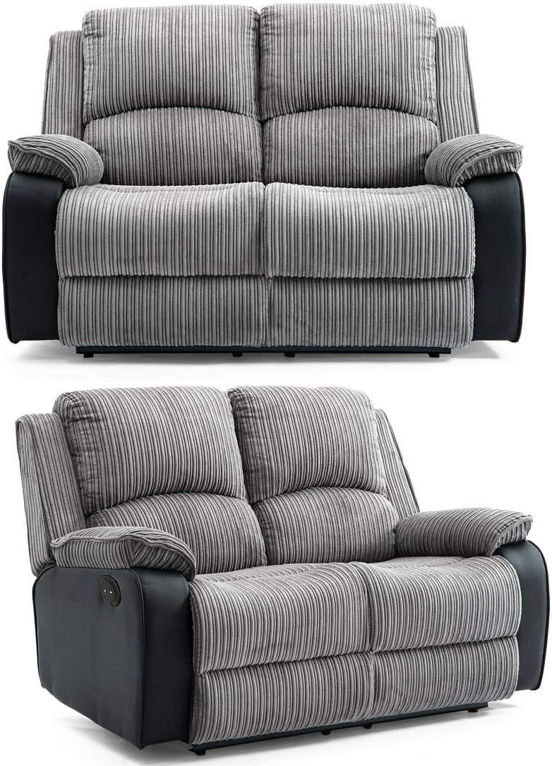 More4Homes POSTANA ELECTRIC HIGH BACK JUMBO CORD FABRIC RECLINER 3 + 2 + 1 SOFA ARMCHAIR SET