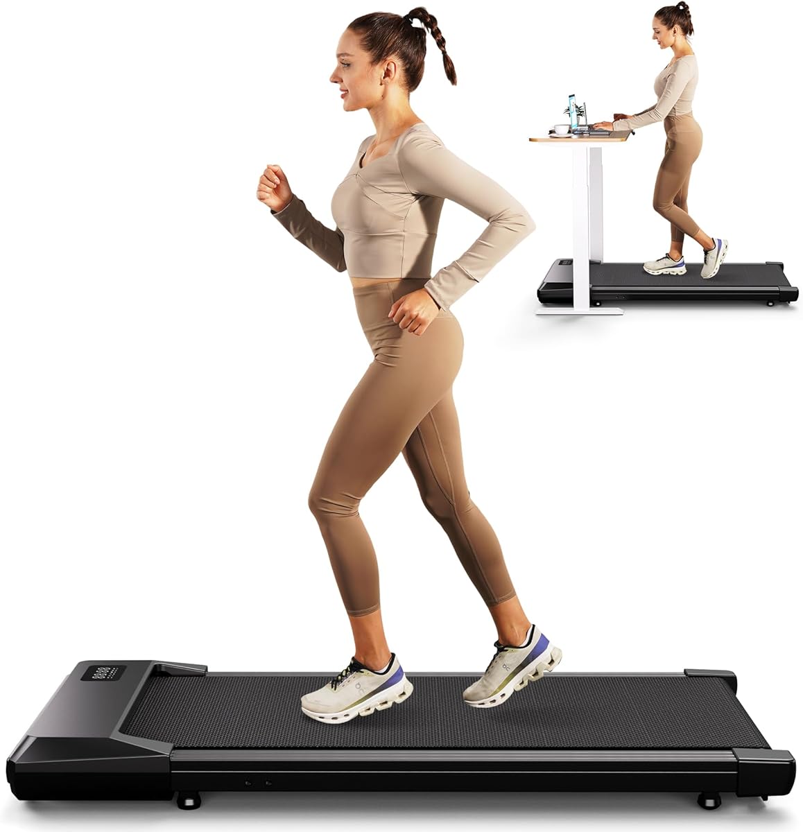 SupeRun Walking Pad, Under Desk Treadmill, 3 in 1 Portable Treadmill with Remote Control LED Display, 2.5 HP Quiet Walking Jogging Machine for Office Home Use, 250 Lbs Capacity