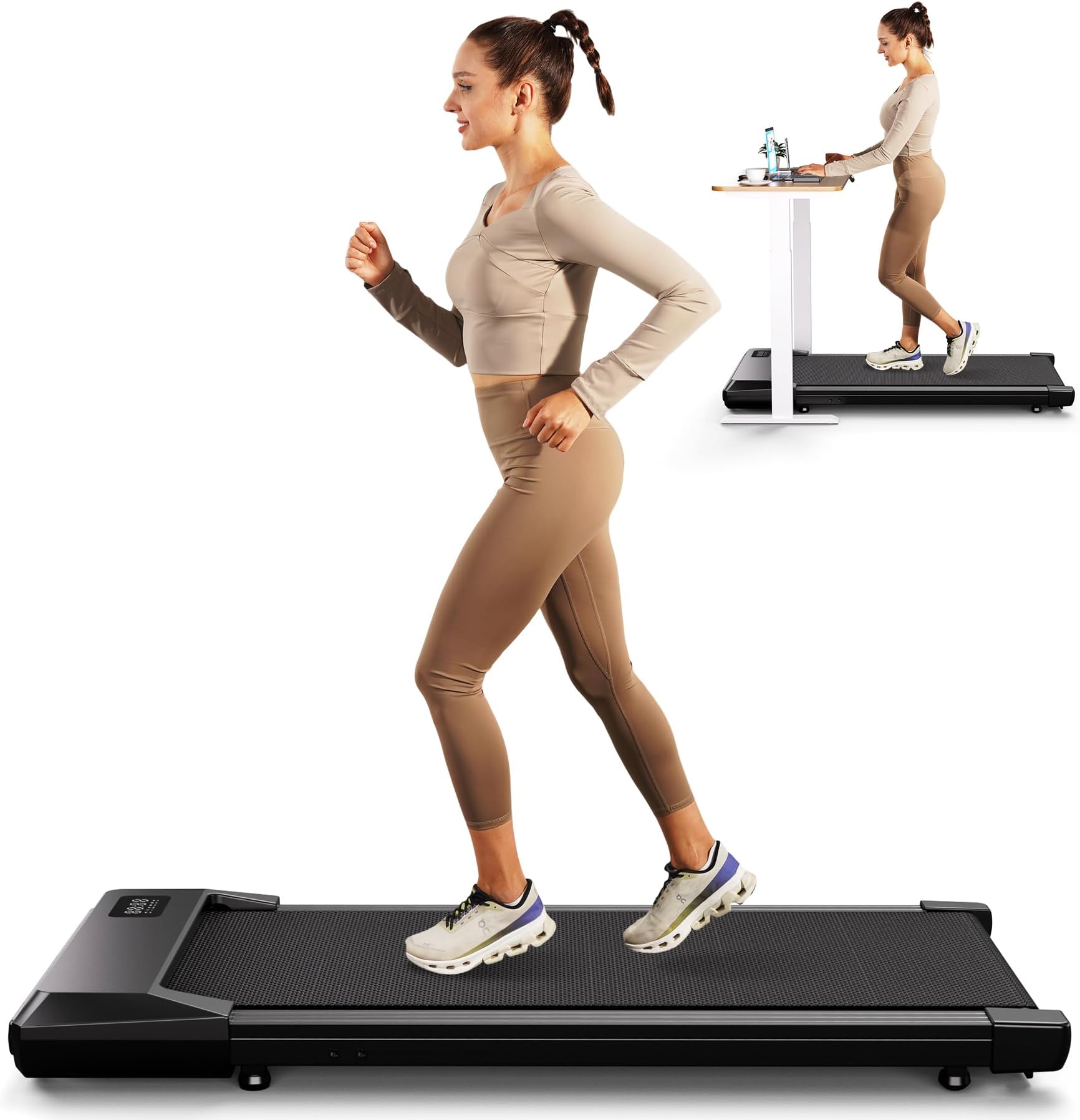 SupeRun Walking Pad, Under Desk Treadmill, 3 in 1 Portable Treadmill with Remote Control LED Display, 2.5 HP Quiet Walking Jogging Machine for Office Home Use, 250 Lbs Capacity