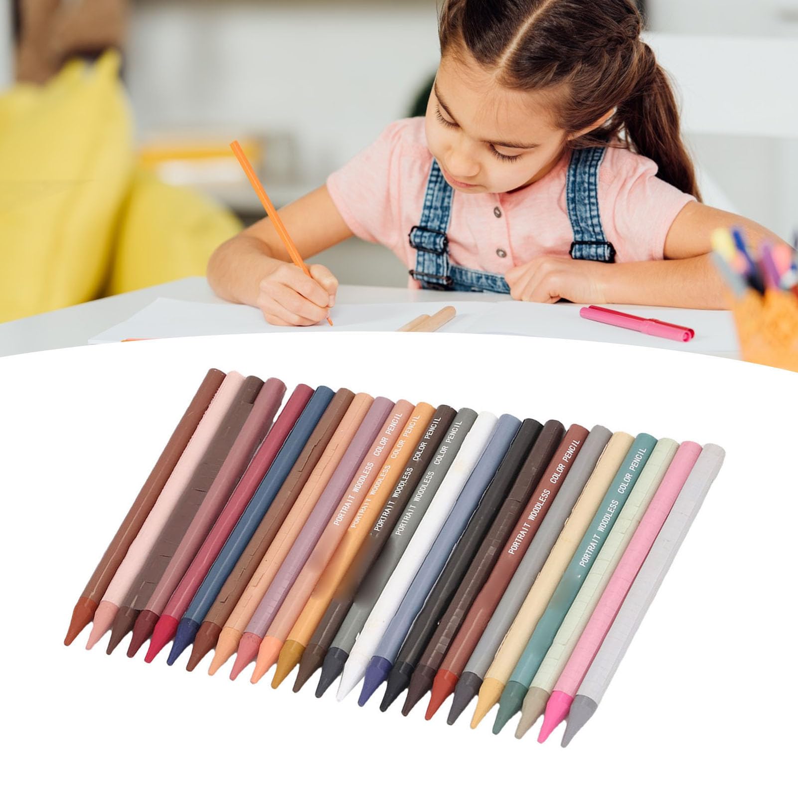 Set di 24 matite Colorate con pigmenti a Base di Olio, matite Colorate Senza Legno per disegnare mescolando Strati e Studenti Adulti