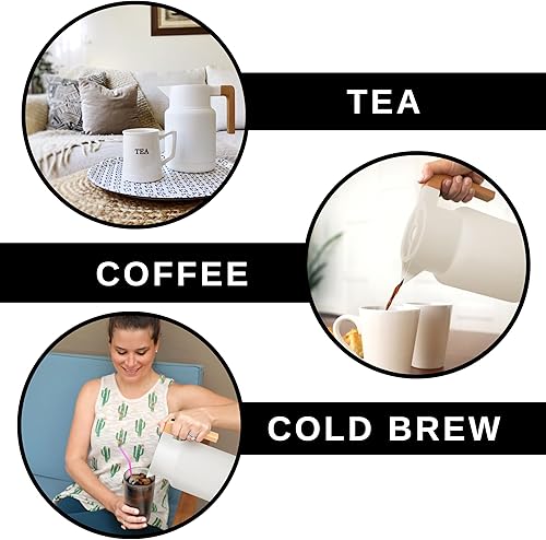 Miniatura 20 de Hastings Collective Jarra térmica de café de 50 onzas – Jarra grande aislada de acero inoxidable – 1.5 litros de doble pared al vacío termo Negro