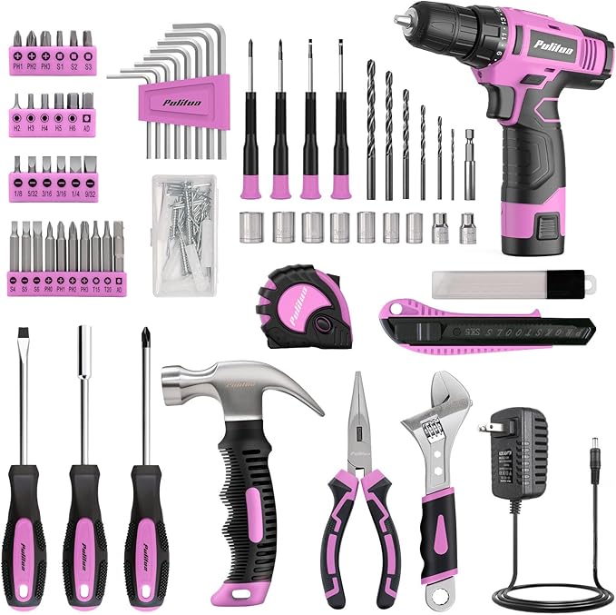 Set de Taladro PULITUO 148 Piezas con Taladro Inalámbrico Rosa 12V miniatura 3